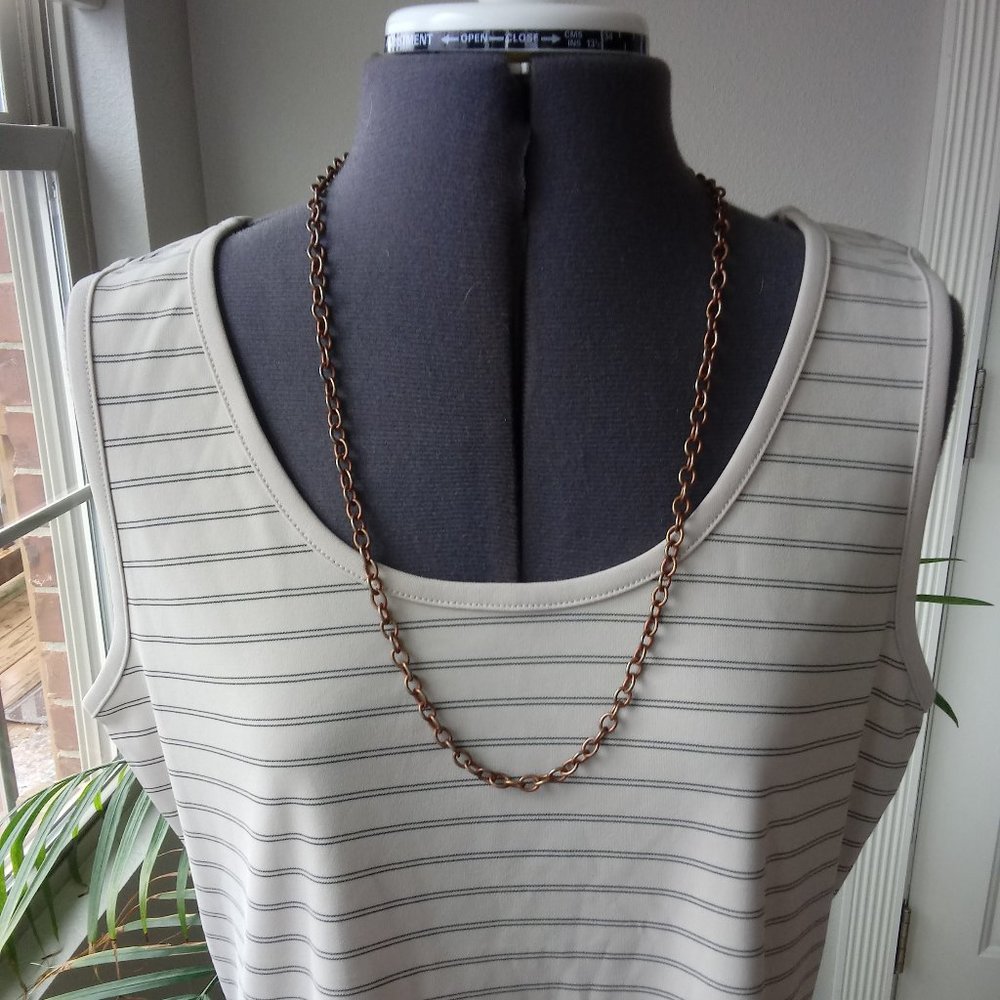 Kathy Ireland Grey Tank with Black Stripes - Picture 3 of 9